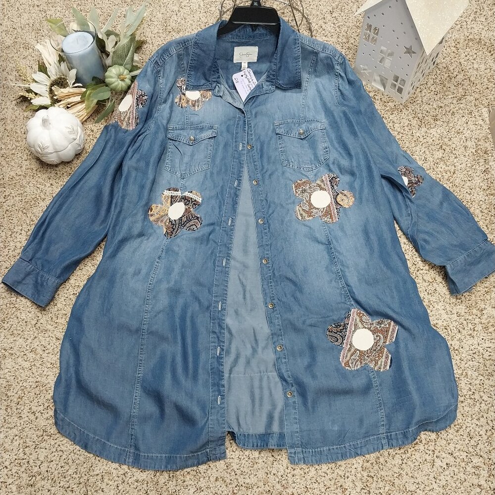 3712 Size 2X Jessica Simpson Upcycled Jean Duster. - Picture 2 of 8